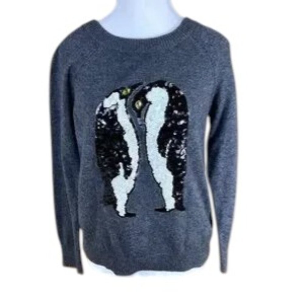 H&M Sweater Penguins Sequins Holiday Christmas (S)